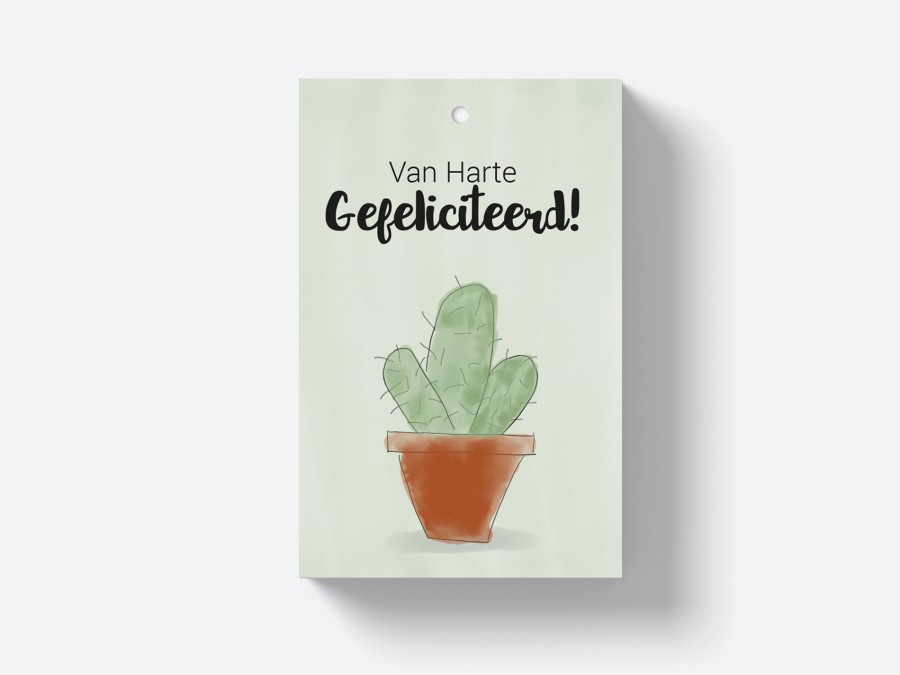 label cadeau cactus groen